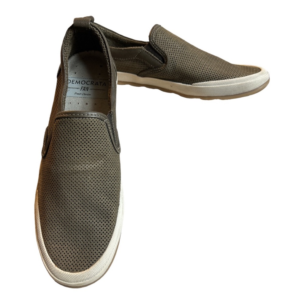 Democrata Mens Loafers 10 Khaki Green Comfortable Slip on Breathable Shoe Brazil
